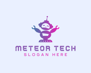 Cute Robot Tech logo design