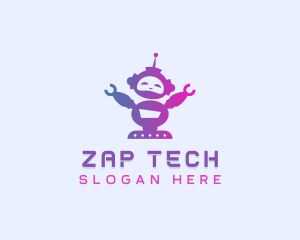 Cute Robot Tech logo design