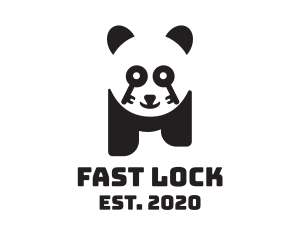 Key Lock Panda logo design