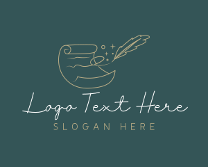 Copywriting - Scroll Quill Feather logo design