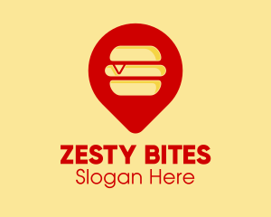 Burger Location Pin logo design