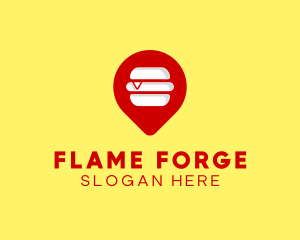 Burger Location Pin logo design