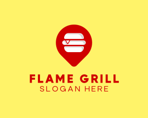 Burger Location Pin logo design