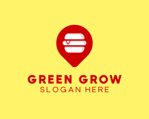 Burger Location Pin logo design