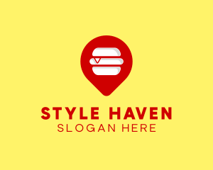 Burger Location Pin logo design