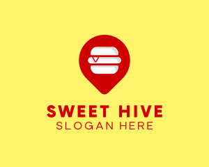 Burger Location Pin logo design