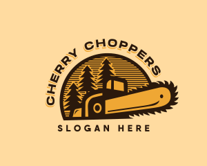 Chainsaw Logging Forest logo design