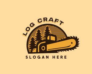 Chainsaw Logging Forest logo design