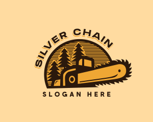 Chainsaw Logging Forest logo design