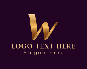 Metallic Ribbon Business Letter W logo