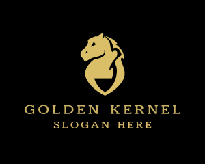 Gold Horse Shield logo design