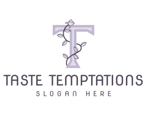 Vine Leaves Letter T logo design