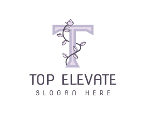 Vine Leaves Letter T logo design