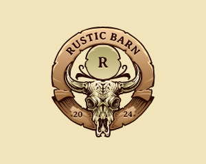 Rustic Western Bull logo design