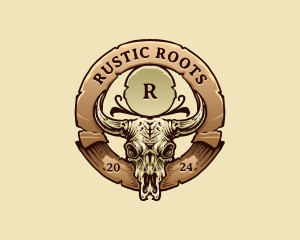 Rustic Western Bull logo design