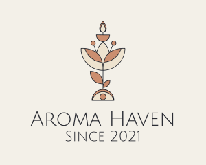 Flower Plant Candle  logo design