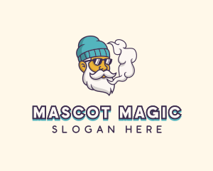 Hipster Vaping Man logo design