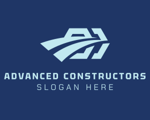 Blue Hexagonal Courier logo design