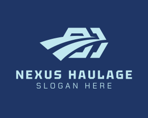 Blue Hexagonal Courier logo design