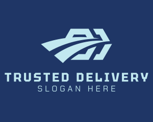 Blue Hexagonal Courier logo design