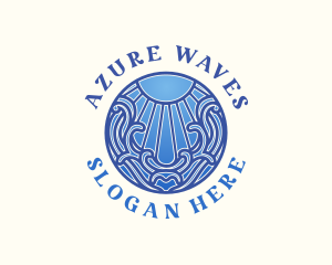 Sea Wave Sun logo design