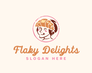 Croissant Girl Bakery logo design