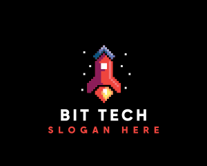 Space Rocket Pixel logo design