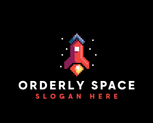 Space Rocket Pixel logo design