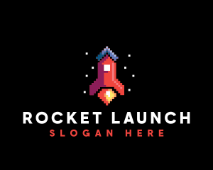 Space Rocket Pixel logo design