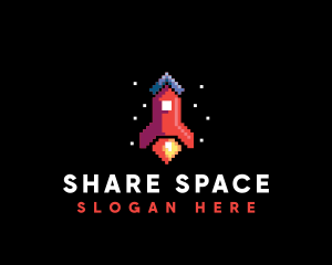 Space Rocket Pixel logo design