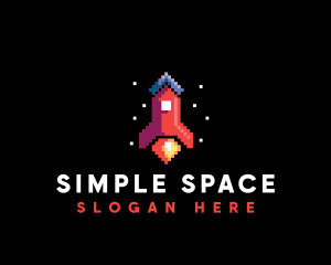 Space Rocket Pixel logo design