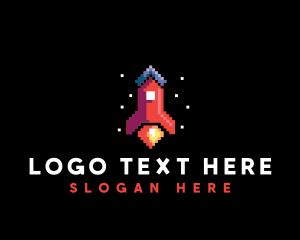 Space Rocket Pixel logo