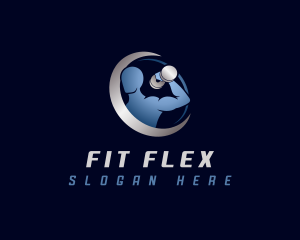 Fitness Muscle Dumbbell logo design