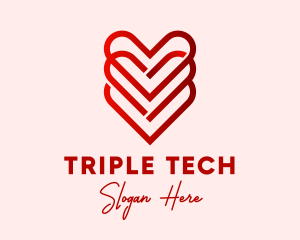 Triple Heart Valentine logo design