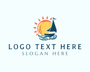 Sail Boat Ocean Wave logo