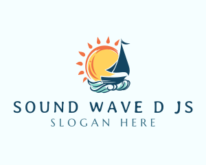 Sail Boat Ocean Wave logo design