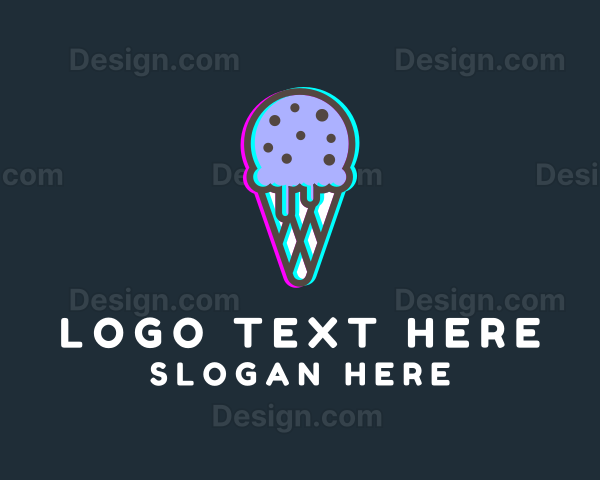 Ice Cream Glitch Logo