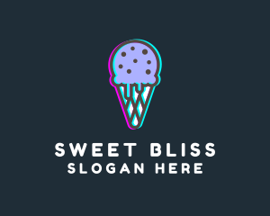 Ice Cream Glitch logo design