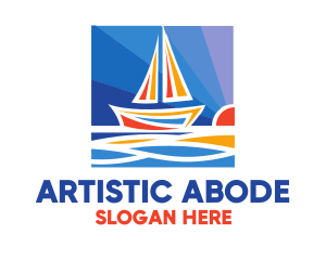 Sunrise Sailboat Boat Painting logo