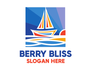 Sunrise Sailboat Boat Painting logo design