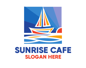 Sunrise Sailboat Boat Painting logo design