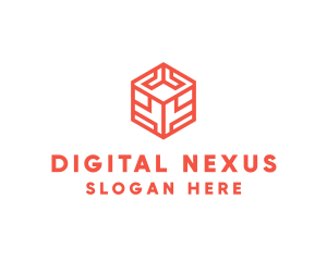 Orange Digital Cube logo design