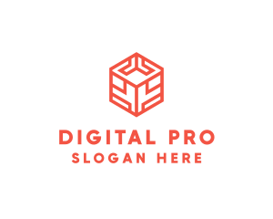 Orange Digital Cube logo design