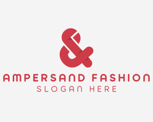 Red Ampersand Lettering logo design