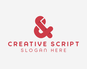 Red Ampersand Lettering logo design