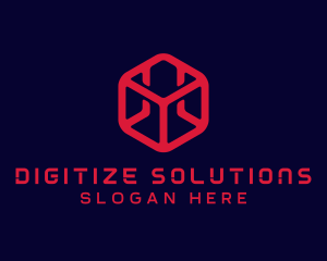 Digital Technology Cube logo design