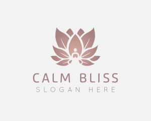 Sitting Lotus Flower Meditation logo design