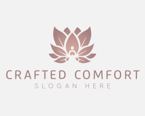 Sitting Lotus Flower Meditation logo design