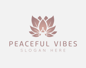 Sitting Lotus Flower Meditation logo design