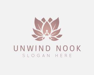 Sitting Lotus Flower Meditation logo design